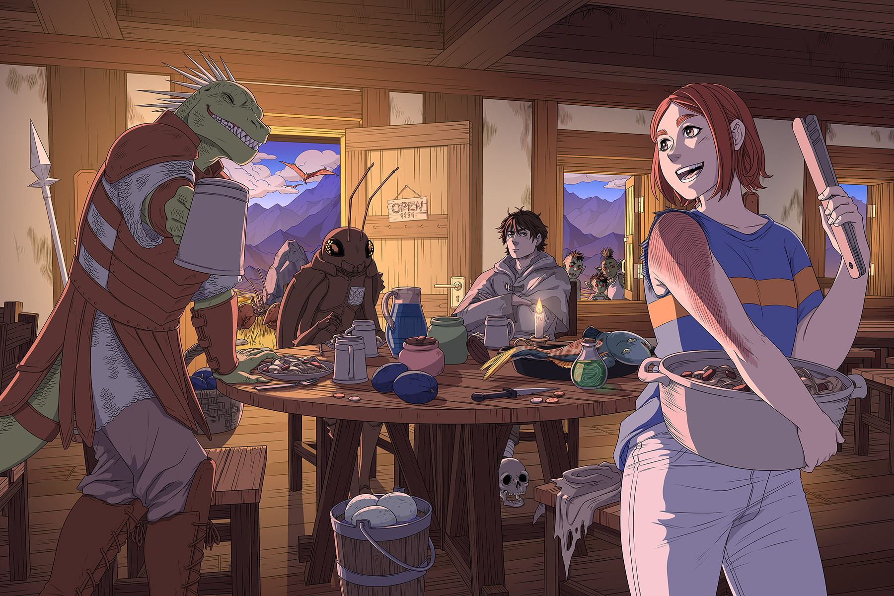 Erin with guests in the inn